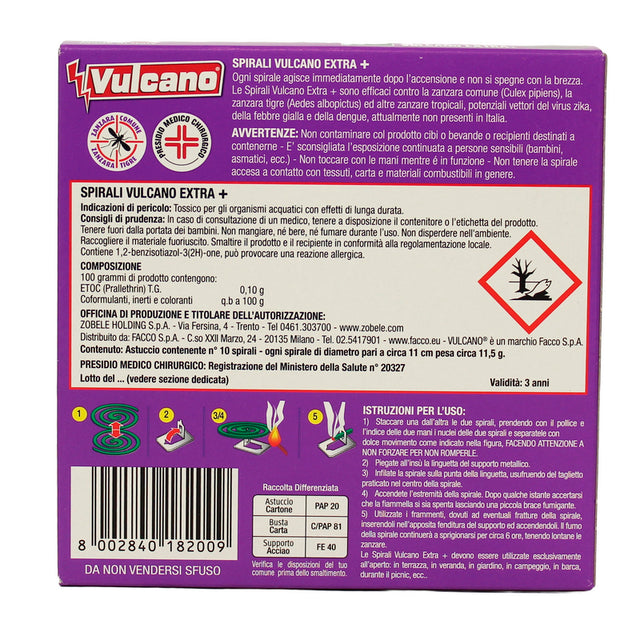Vulcano spirali 10 pcs.klassisch gegen Mücken und Pappataci