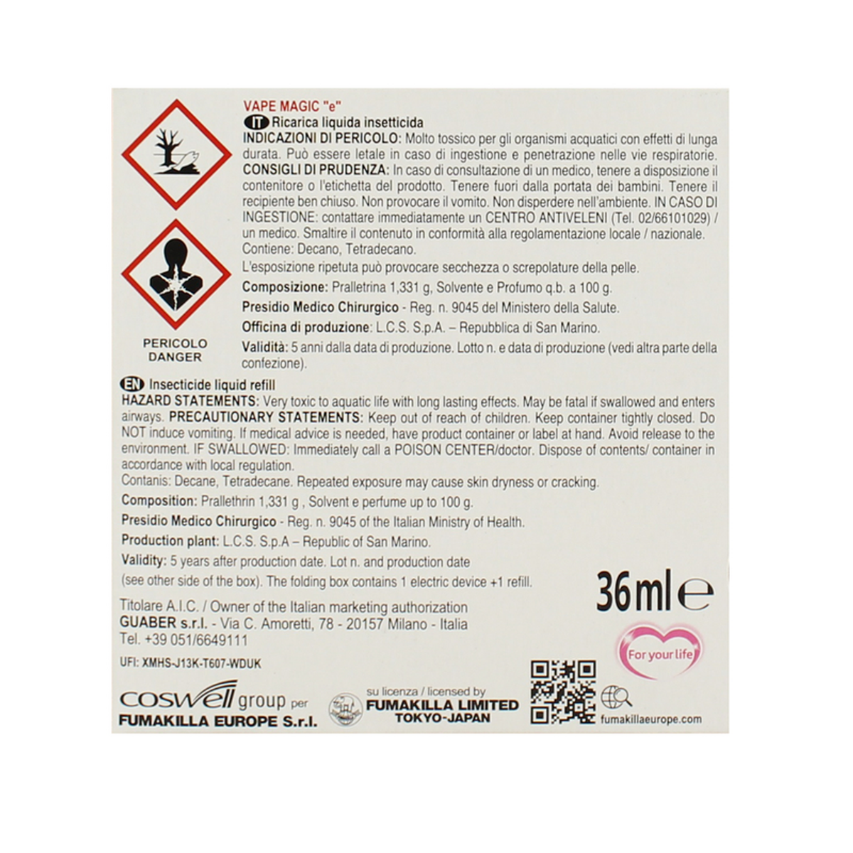 Magic Vape Insecticide ElectroemanR + Φόρτιση υγρού 480 ώρες