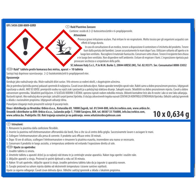 Grundläggande elektriska insektsmedel raid + 10 blodplättar
