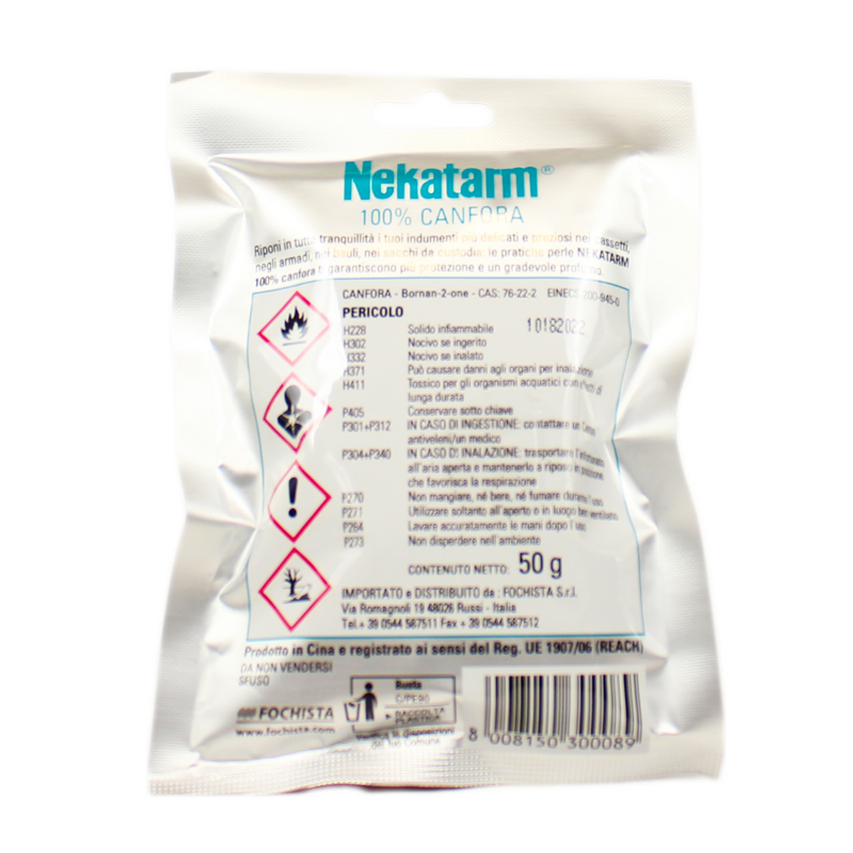 Nekatarm 100% Canfora In Perle Profumate Per Armadi E Casetti Busta Da 50 Gr
