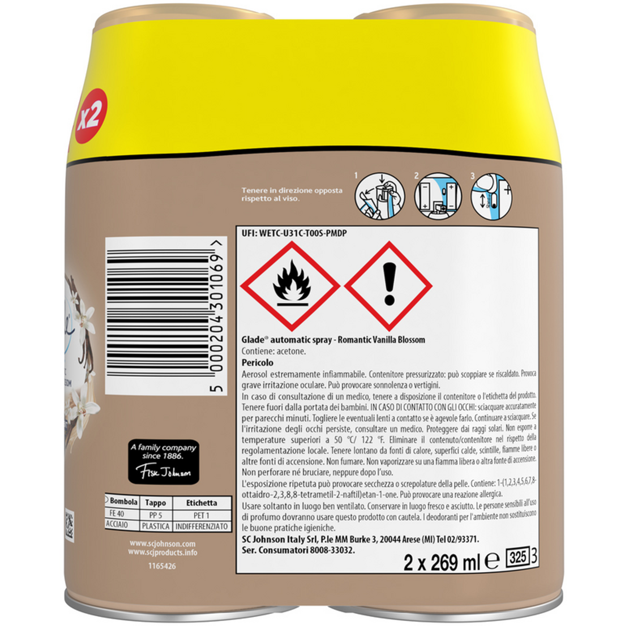 Recarga automática de la recarga de la flor de vainilla 2 piezas de 269 ml