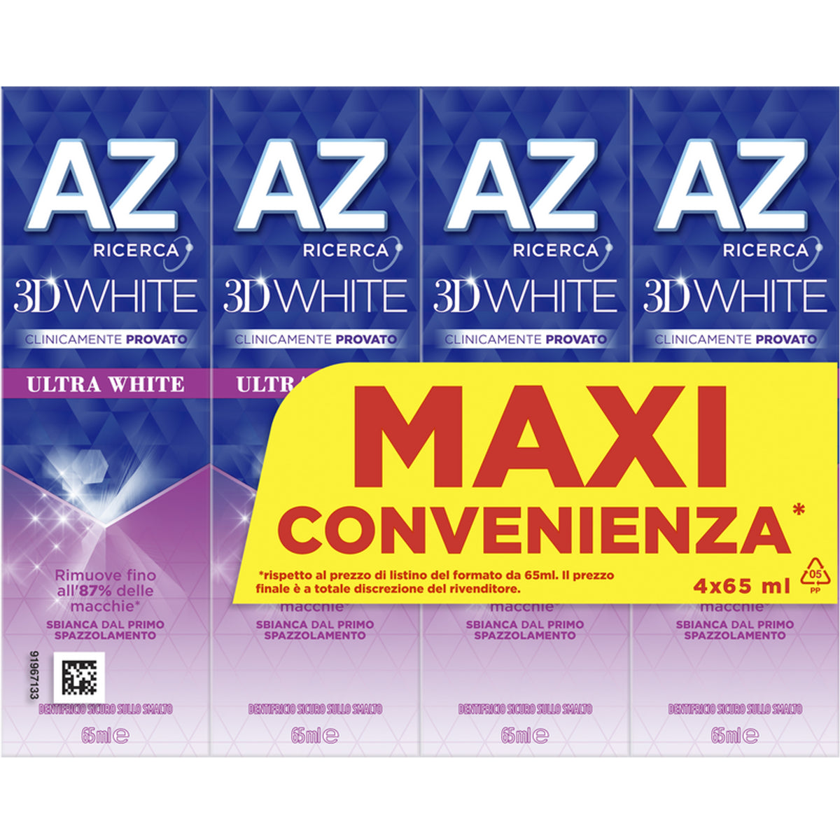 AZ 3D White Ultra White Tandkräm 4 bitar av 65 ml