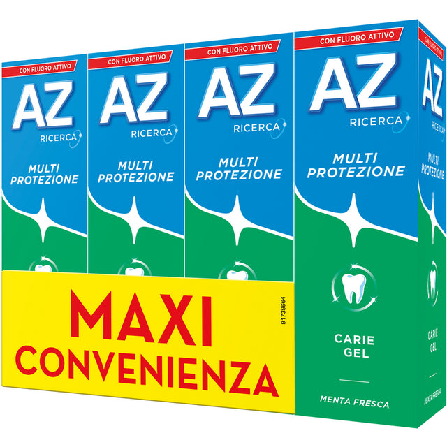 Az tandkräm multi skydd karies färsk mynta gel 4 bitar av 75 ml