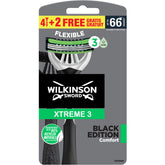 Wilkinson rasoio xtreme3 εύκαμπτο 4+2 τεμάχια μαύρη άνεση