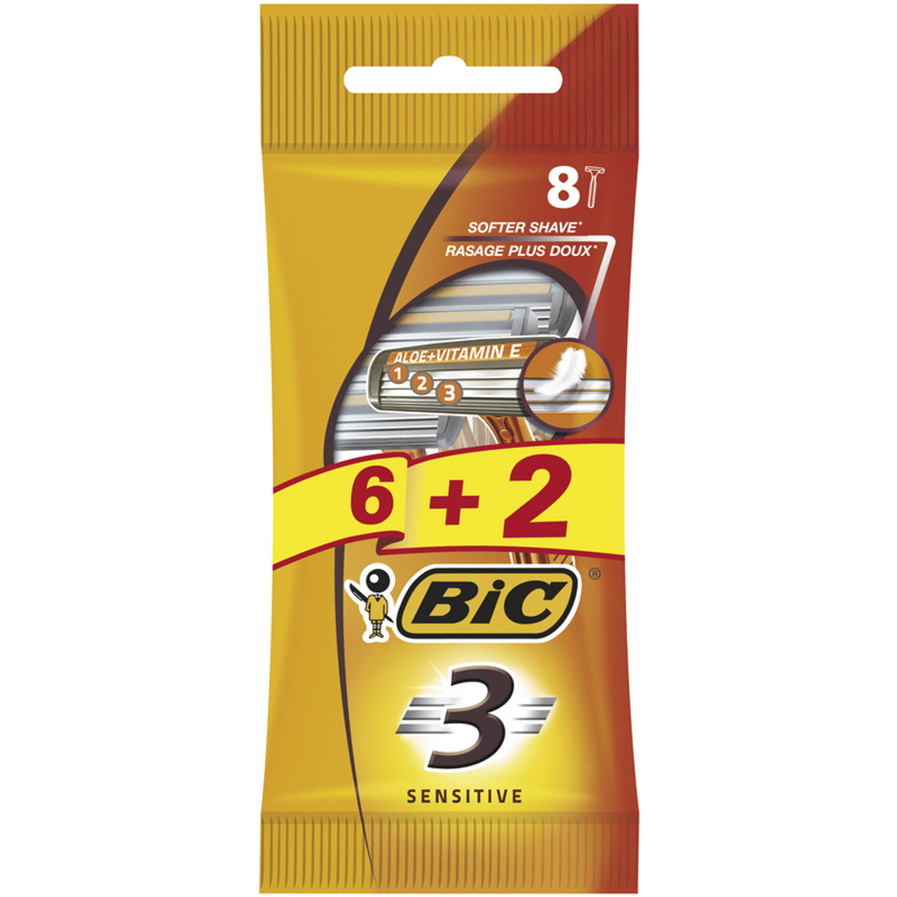 BIC saten občutljiva 3 rezila ZDA in vrže 6+2 britvici