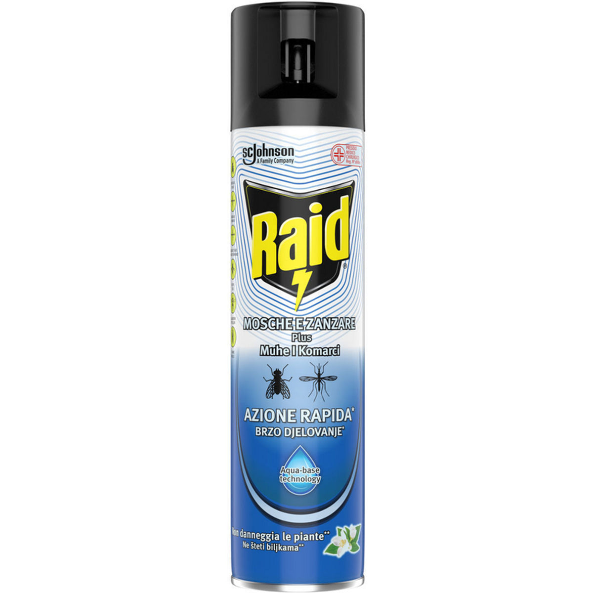 Raid Insecticide spray flies and mosquitoes plus rapid action aqua-base technology 400 ml