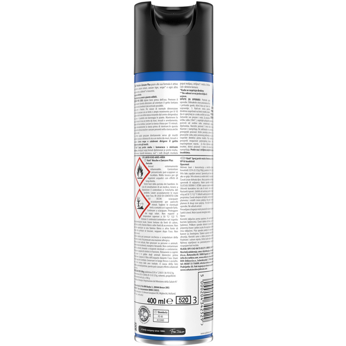 Raid Insecticide spray flies and plus mosquitoes quick action with eucalyptus oil aroma 400 ml