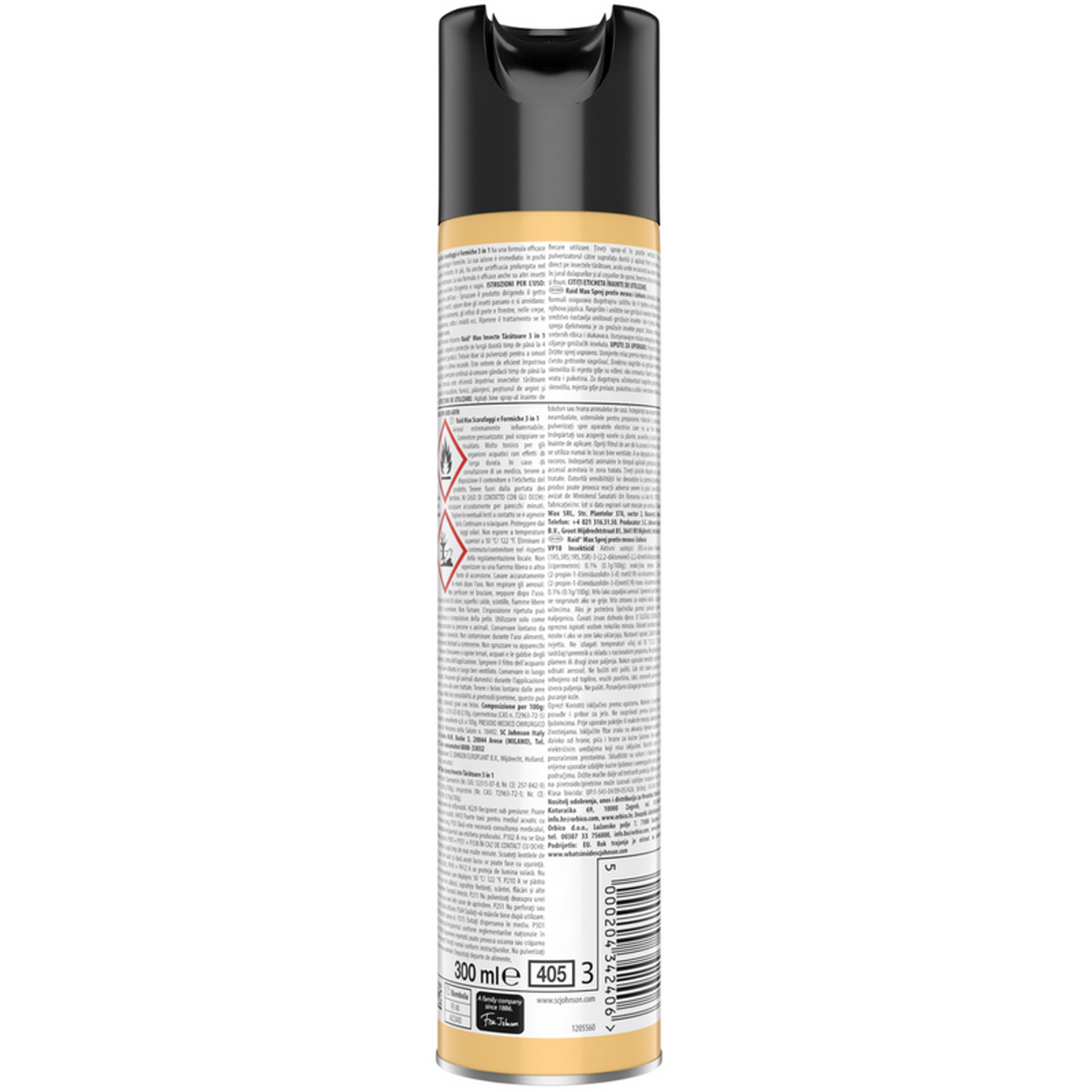 Raid Max Insecticide spray cockroaches and ants 3in1 ultra rapid action 300 ml