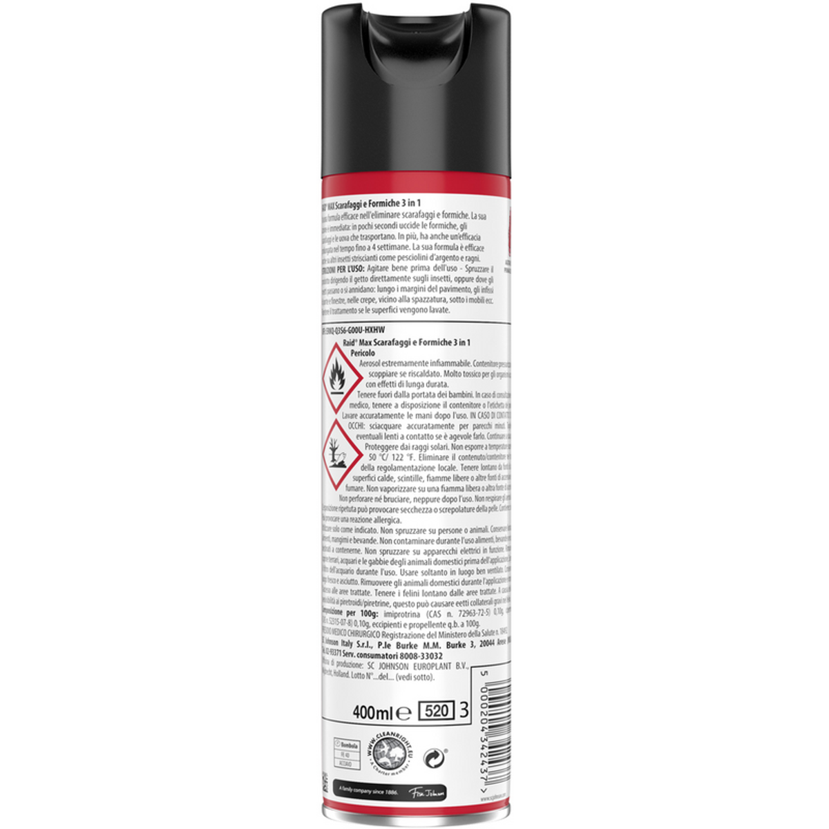 Raid max insecticide spray cockroaches and ants 3in1 ultra rapid action with aroma of eucalyptus oil 400 ml