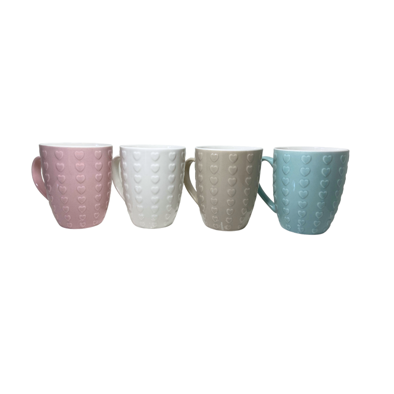 Szív porcelán csésze fogantyúval 300 ml válogatott színekkel