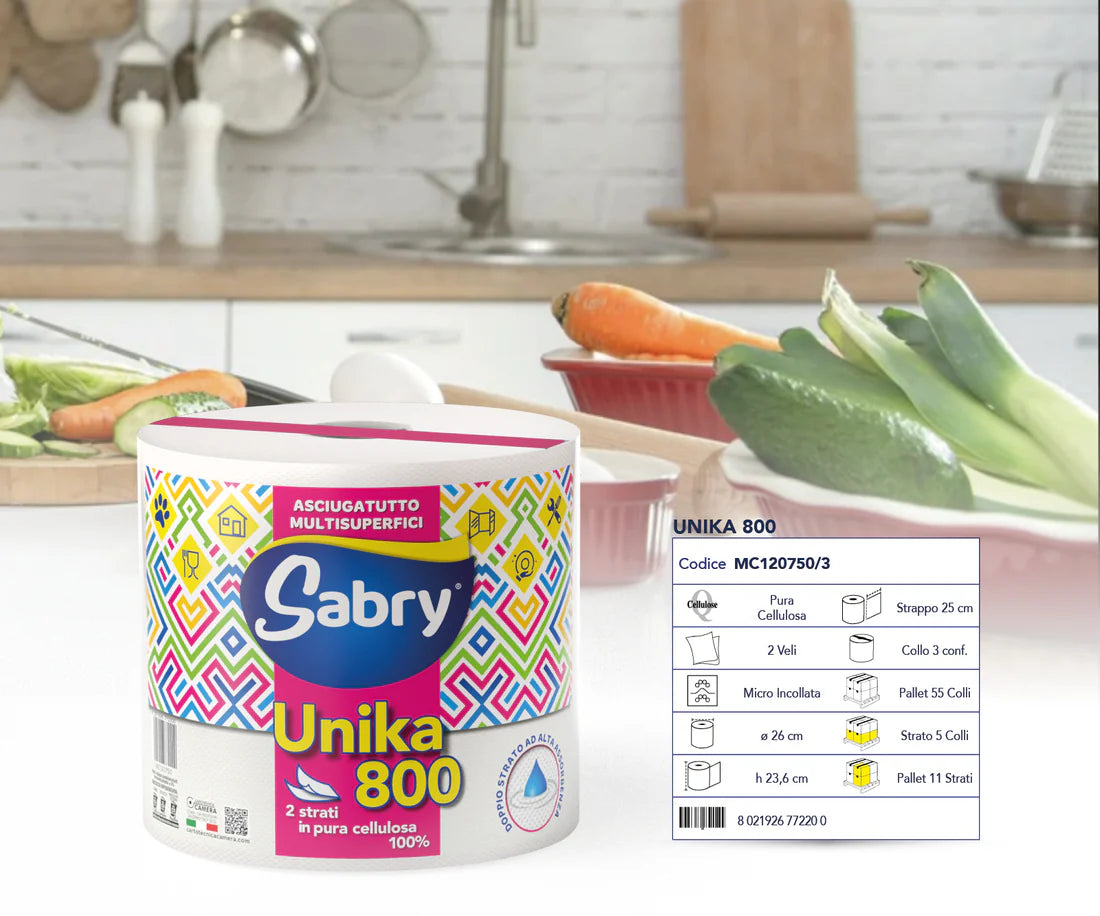 Sabry Unika 800 tårer - Multisuperphic tørretumbler 2 slør - pakke med 1 rulle