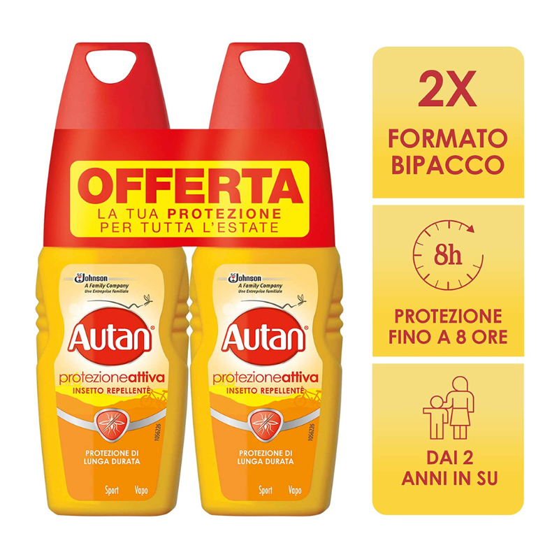 Autan Aktivna zaščita Vapo Bipacco Sprejem proti insektom in komarjem 2 x 100 ml