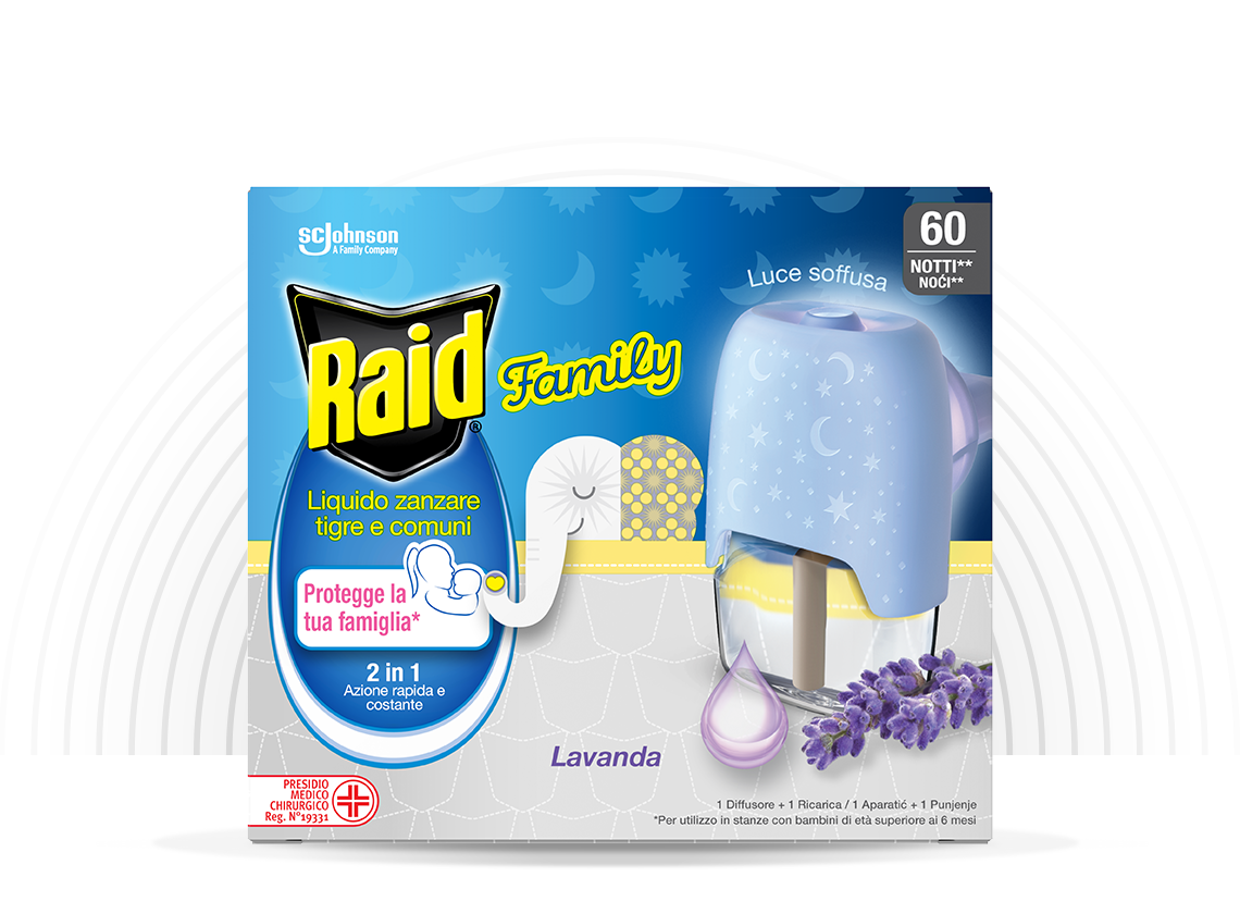 RAID FAMILY ELEKTRISK DIFFUTER + LIKTLIGT FÖRFÖRVILL 60 Nätter Lavanda