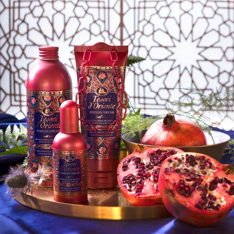 East Treasures Badrum aromatiska grädde fönsterluckor dröm granatäpple och rött te 500 ml