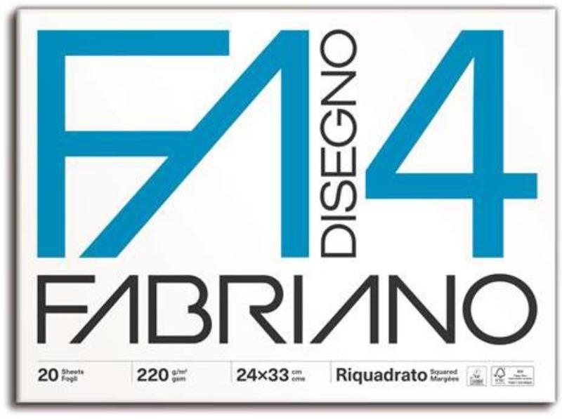Fabriano Rysowanie album 220 g 20 gładkich białych gładkich arkuszy 24 x 33 cm
