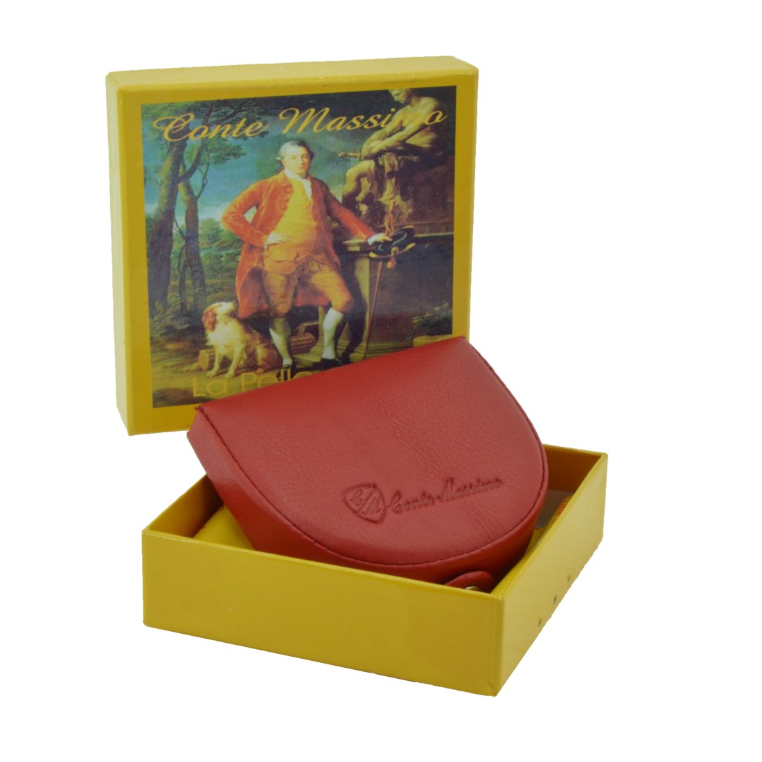 Räkna Massimo Portamonete Man in Real Leather - Compact and Elegant 8,5 x 8 x 2,5 cm