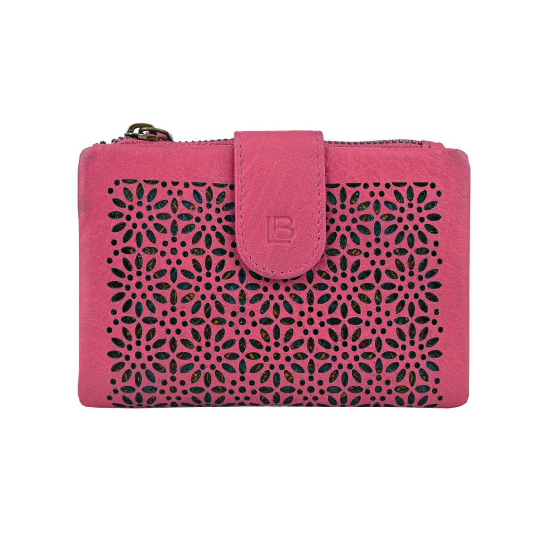 Frauenbrieftasche in elegantem und kompaktem gepacktem Leder 14x10x3 cm