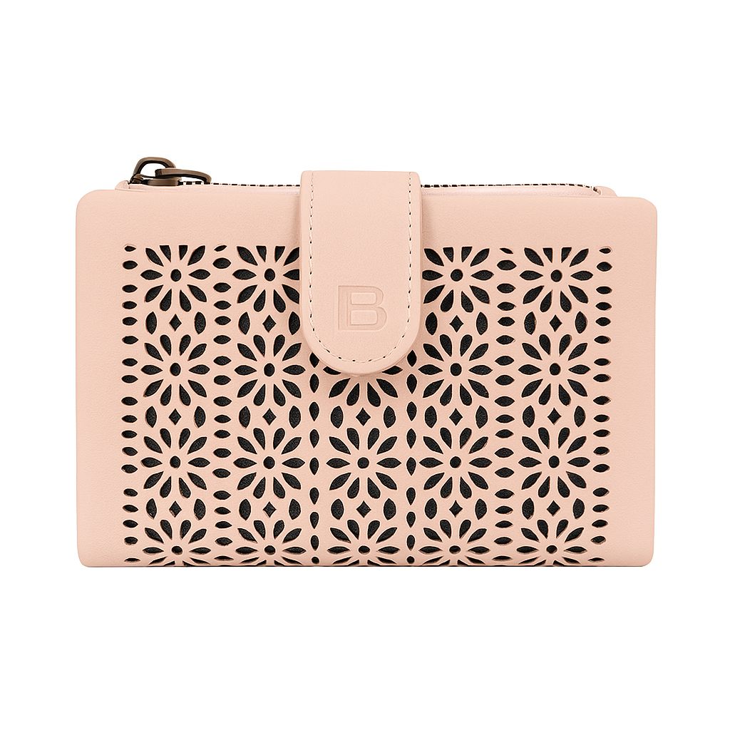 Frauenbrieftasche in elegantem und kompaktem gepacktem Leder 14x10x3 cm