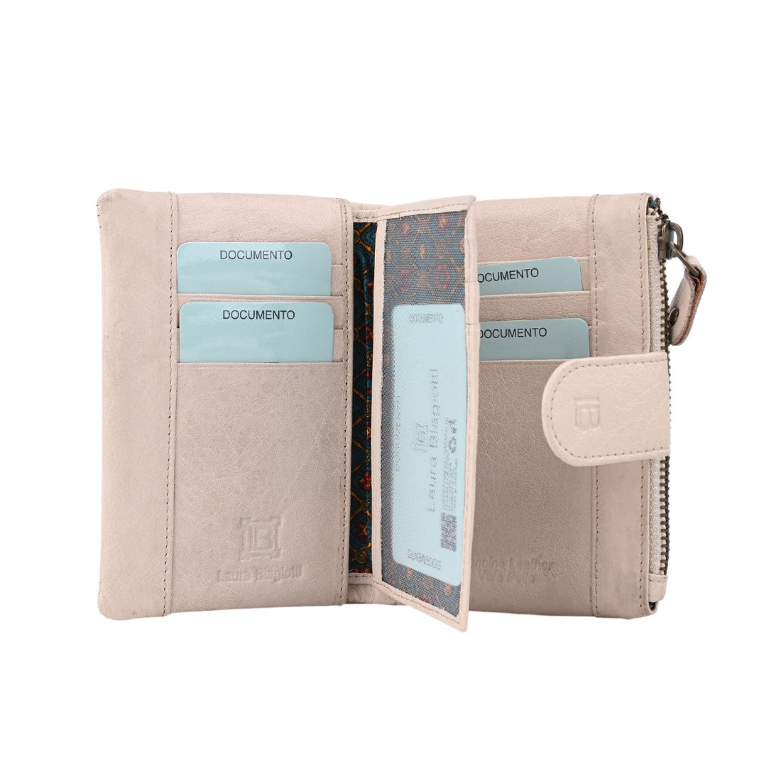 Frauenbrieftasche in elegantem und kompaktem gepacktem Leder 14x10x3 cm