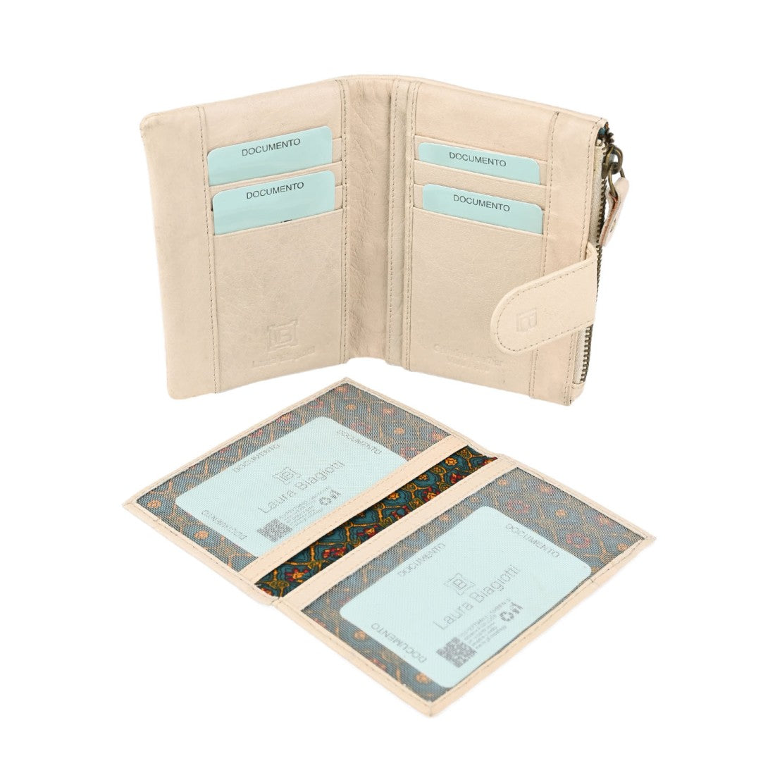 Frauenbrieftasche in elegantem und kompaktem gepacktem Leder 14x10x3 cm