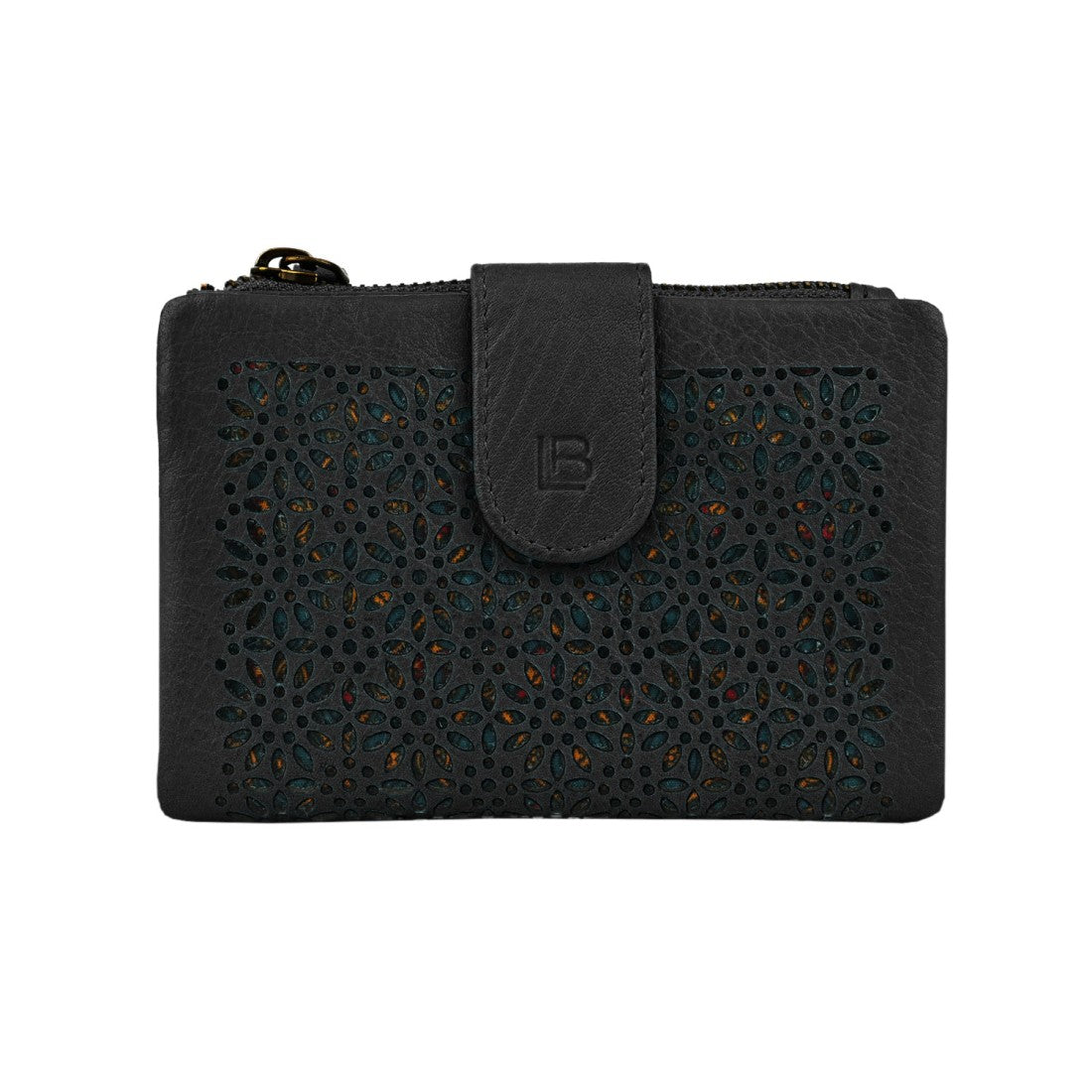 Frauenbrieftasche in elegantem und kompaktem gepacktem Leder 14x10x3 cm