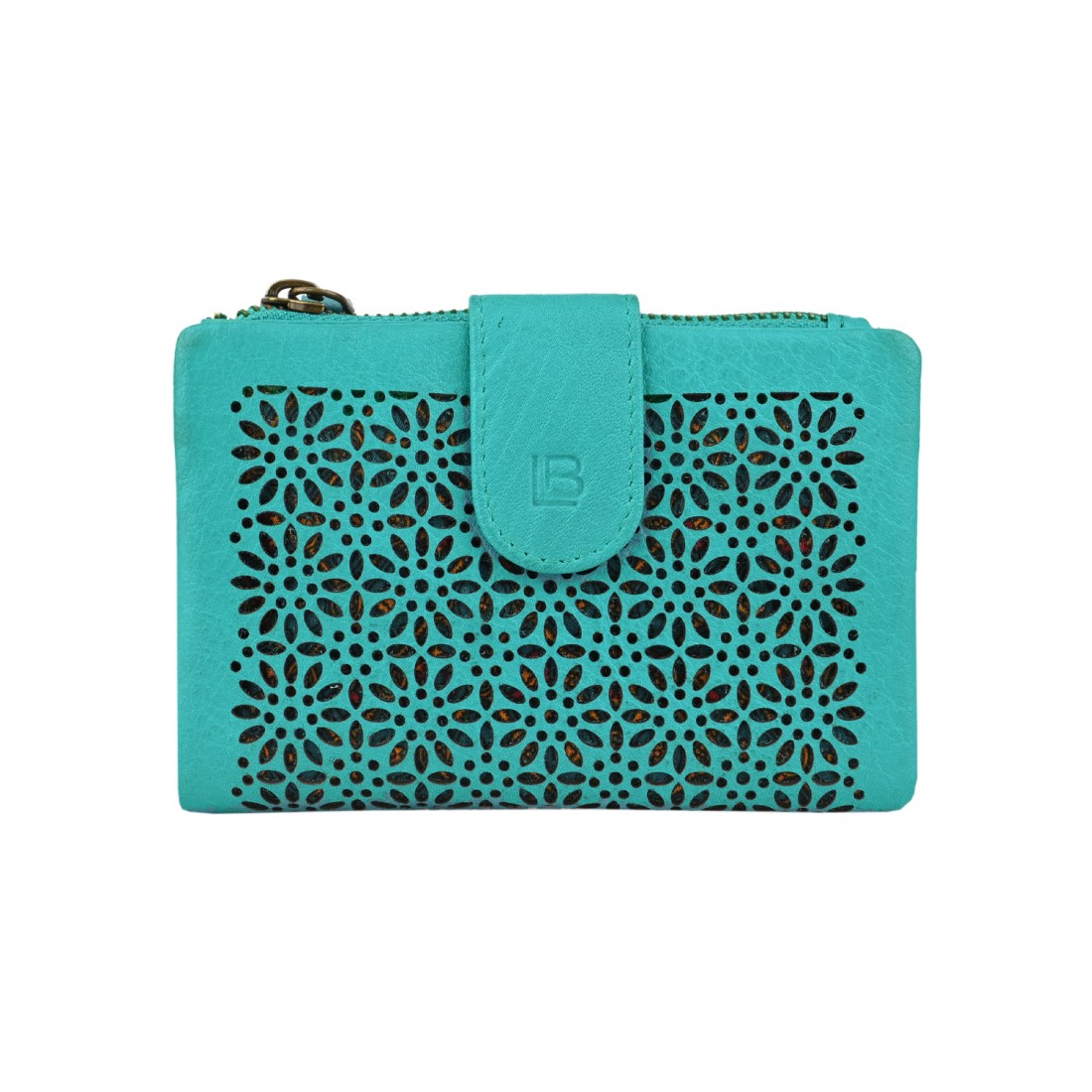 Frauenbrieftasche in elegantem und kompaktem gepacktem Leder 14x10x3 cm