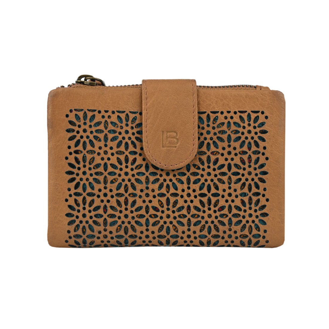 Frauenbrieftasche in elegantem und kompaktem gepacktem Leder 14x10x3 cm