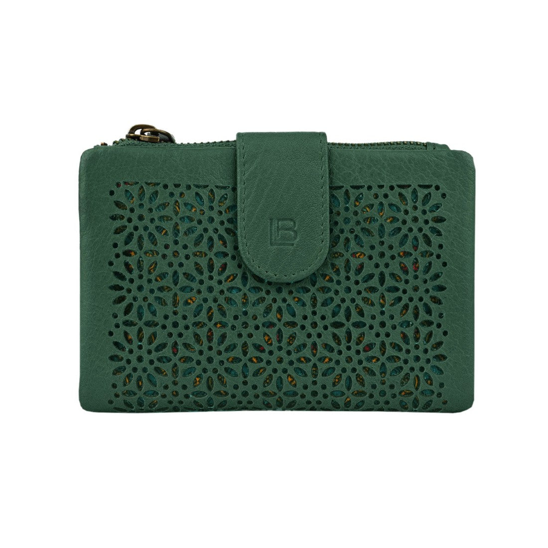 Frauenbrieftasche in elegantem und kompaktem gepacktem Leder 14x10x3 cm