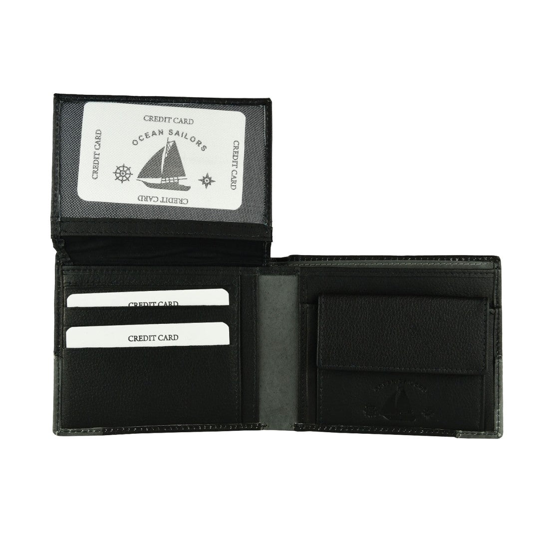 Portfolio pour hommes des marins d'océan en cuir réel - Orina - 12x9,5x2,5 cm