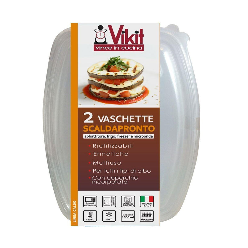 Vikit Vaschette Scaldapronto Per Microonde Grandi 6 Porzioni 2pz Imballaggi in plastica