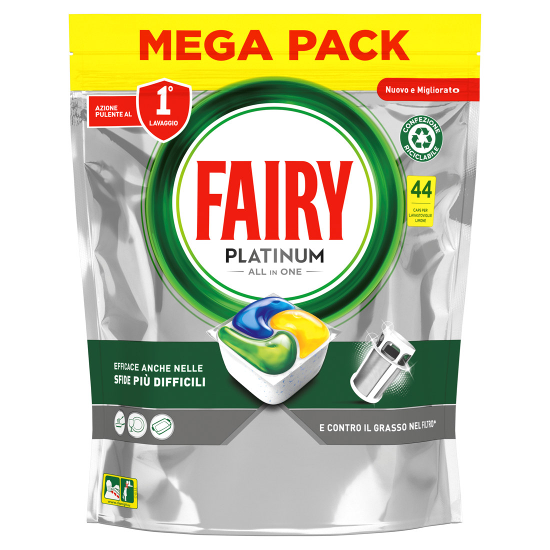 Fairy Platinum Plus Capsule Per Lavastoviglie 44 Capsule