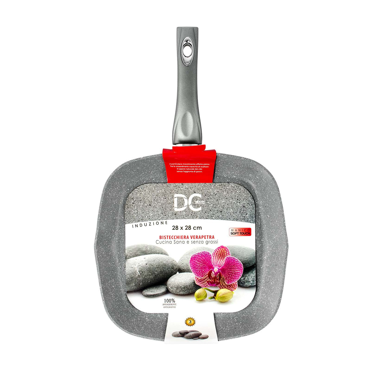 Poêle Grill Antiadhésive VeraPetra pour Plaques Induction - 28X28 cm