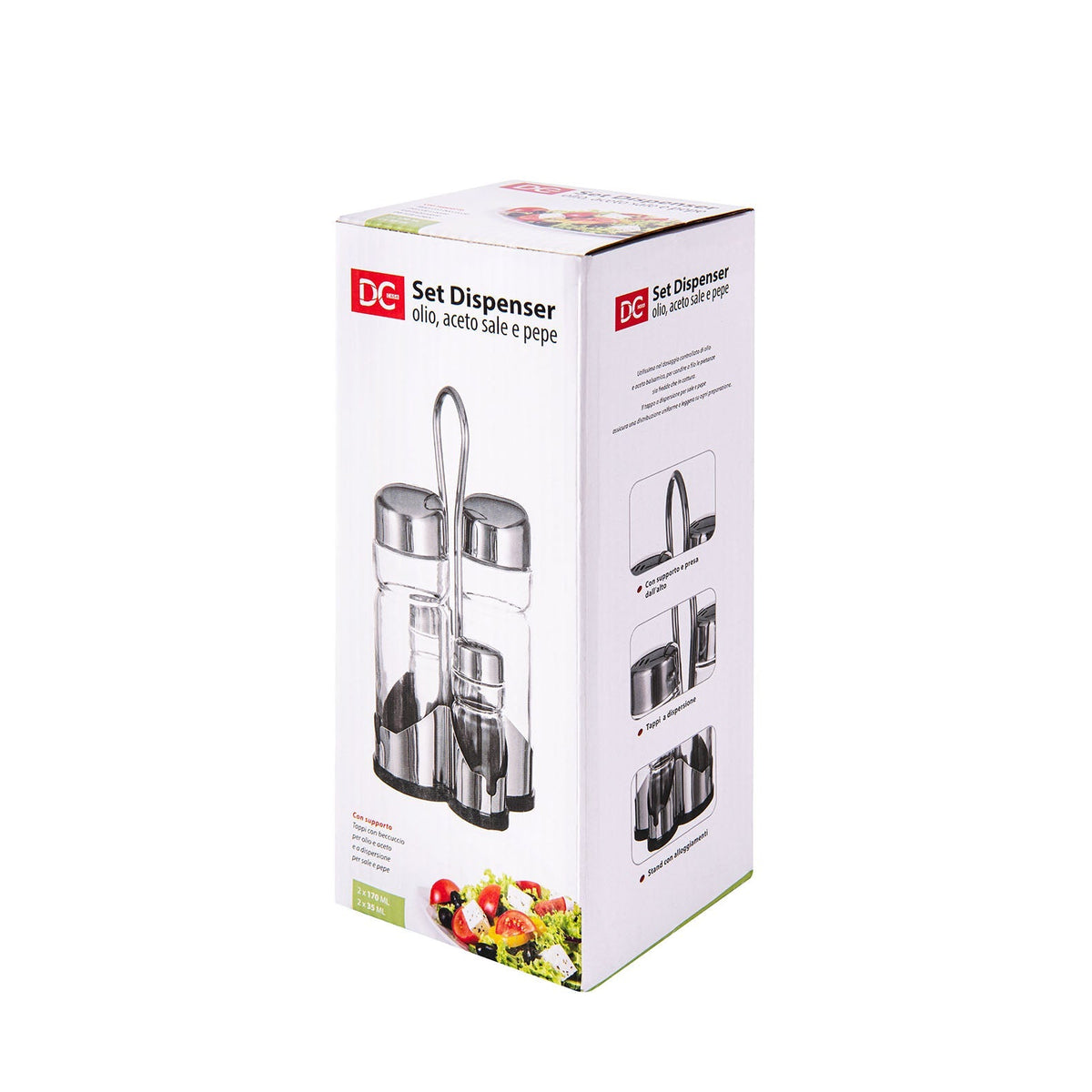 Oil dispenser, vinegar, salt and pepper -4 pcs -35/170ml