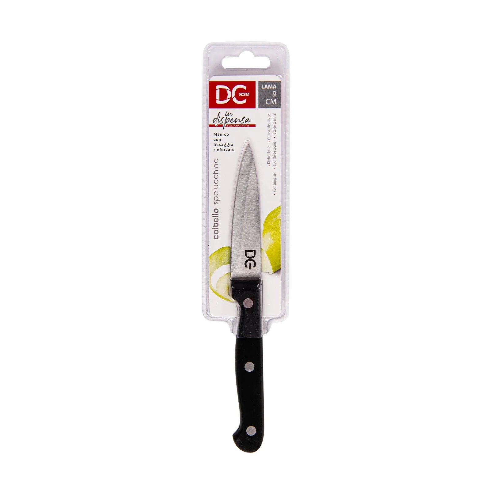 Schälmesser aus Stahl mit schwarzem ergonomischem Griff – 9 cm