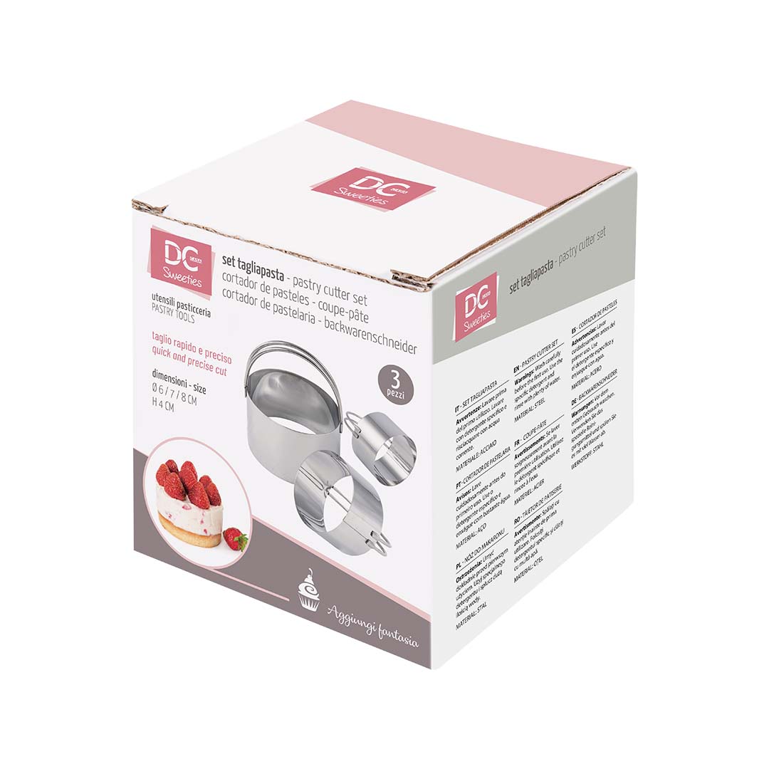 Smooth cutter set in stainless steel with handle-6-7-8cm