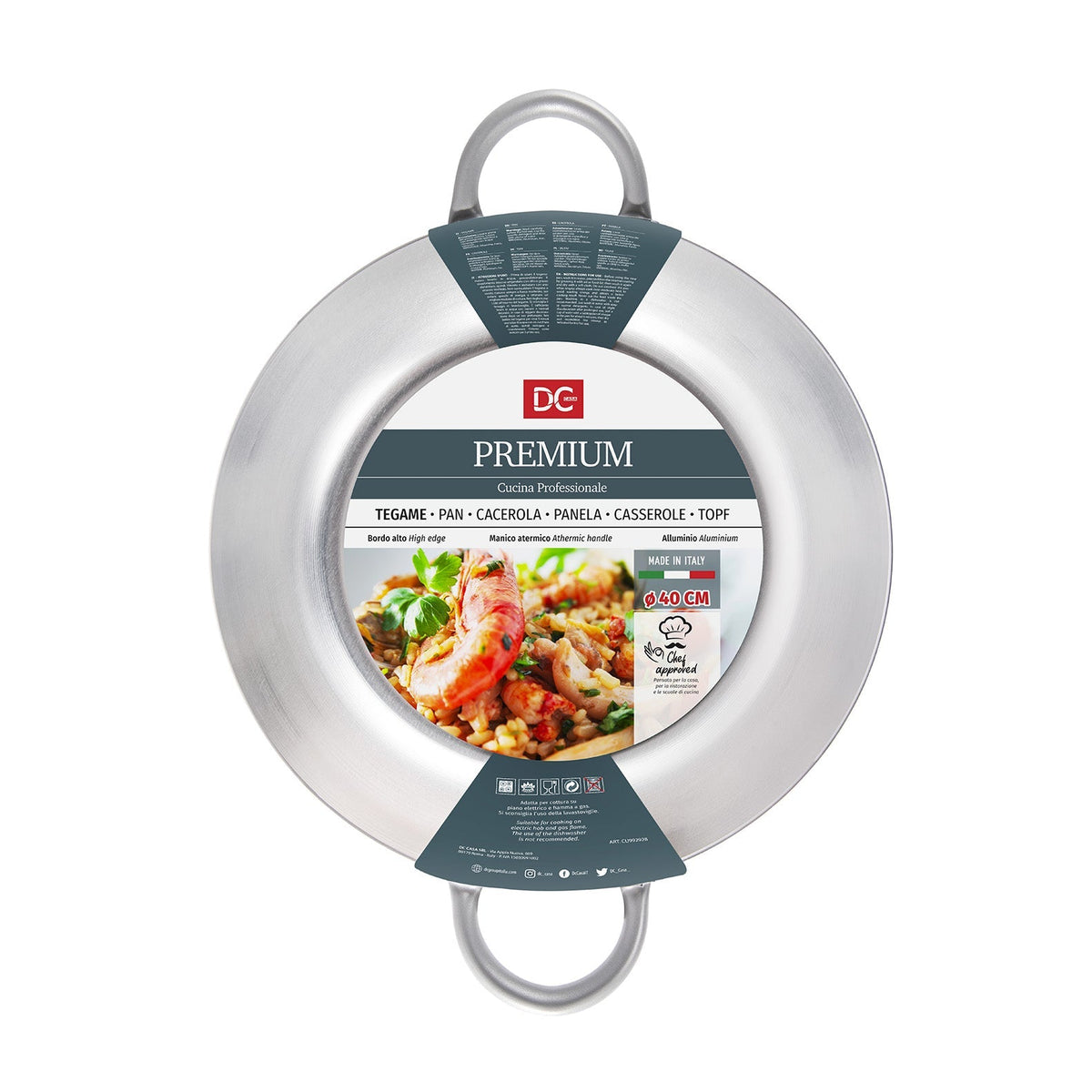 High flared professional aluminum pan - 40cm diameter