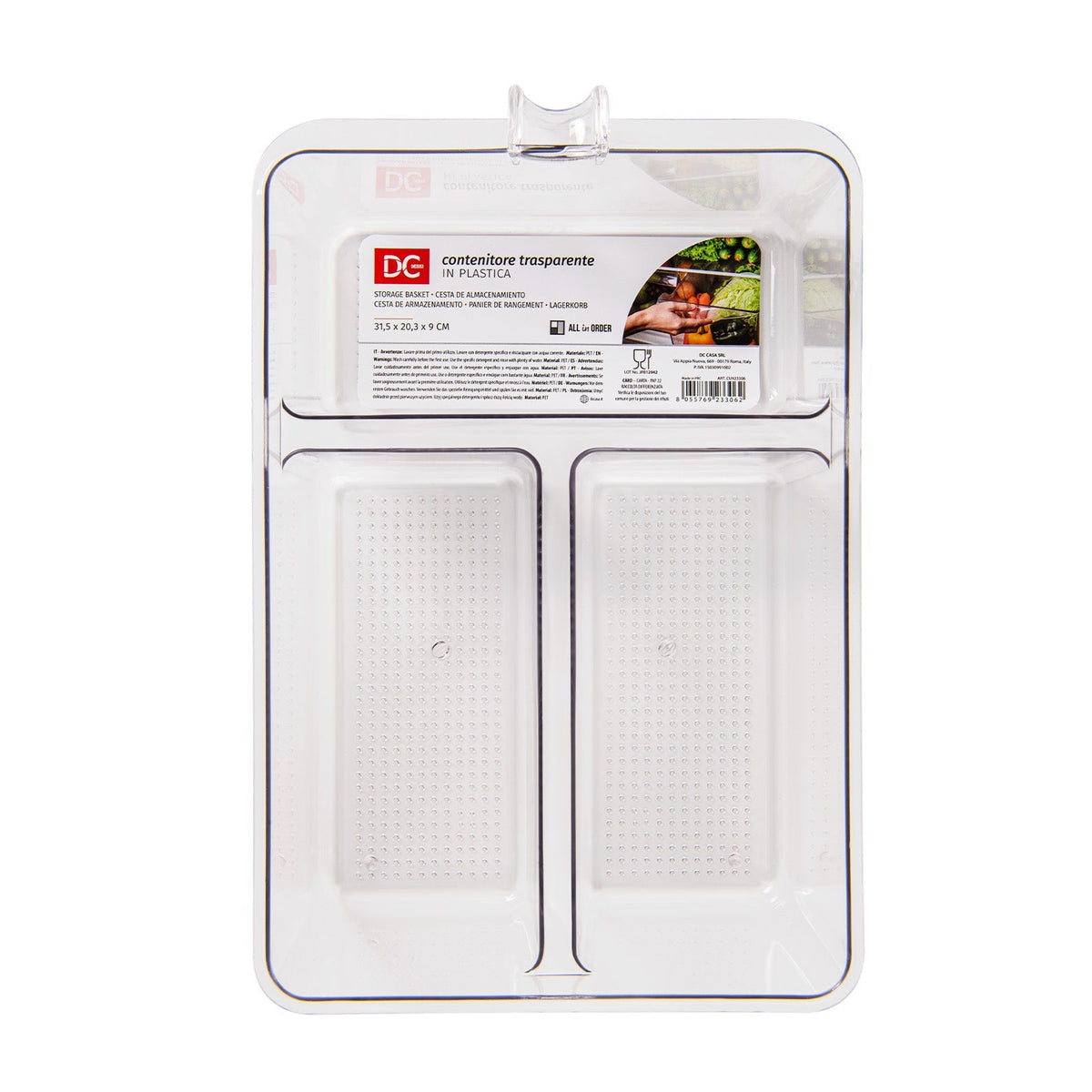 Transparent plastic container in fridge -31.5x20.3cm