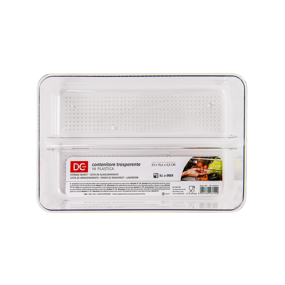 Transparent plastic container for fridge -23x15.4cm