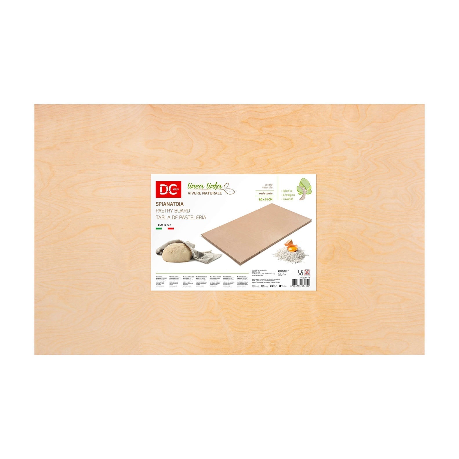 Birch wood pastry board to knead - 90x51 cm