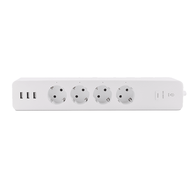 Smart ciabatta with 4 sockets and 3 USB ports compatible with Google and Alexa