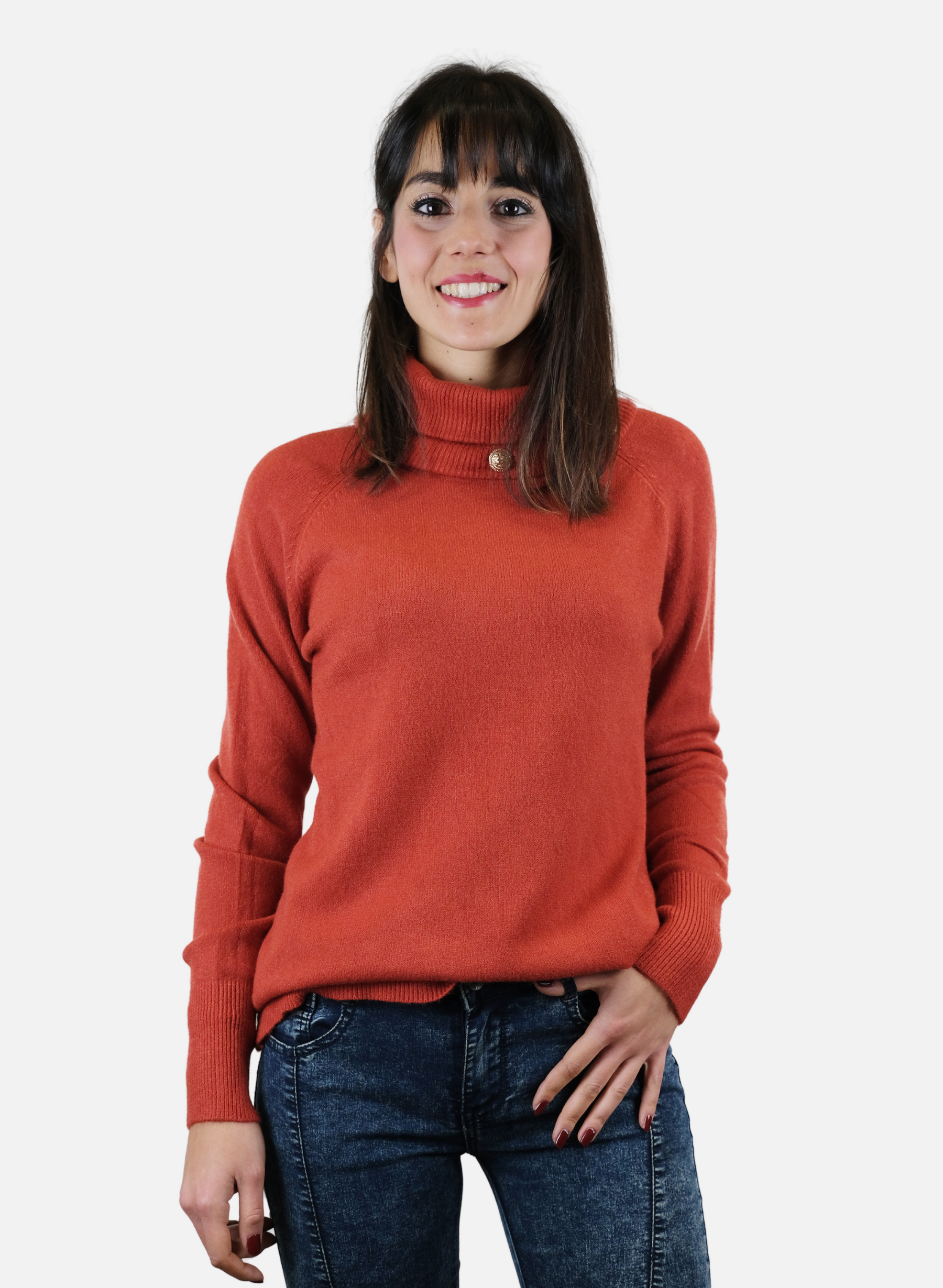 Maglioncino Da Donna Liscio A Collo Alto
