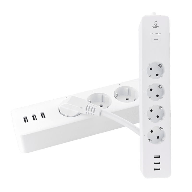 Ciabatta Smart Con 4 Prese E 3 Porte USB Compatibile Con Google E Alexa