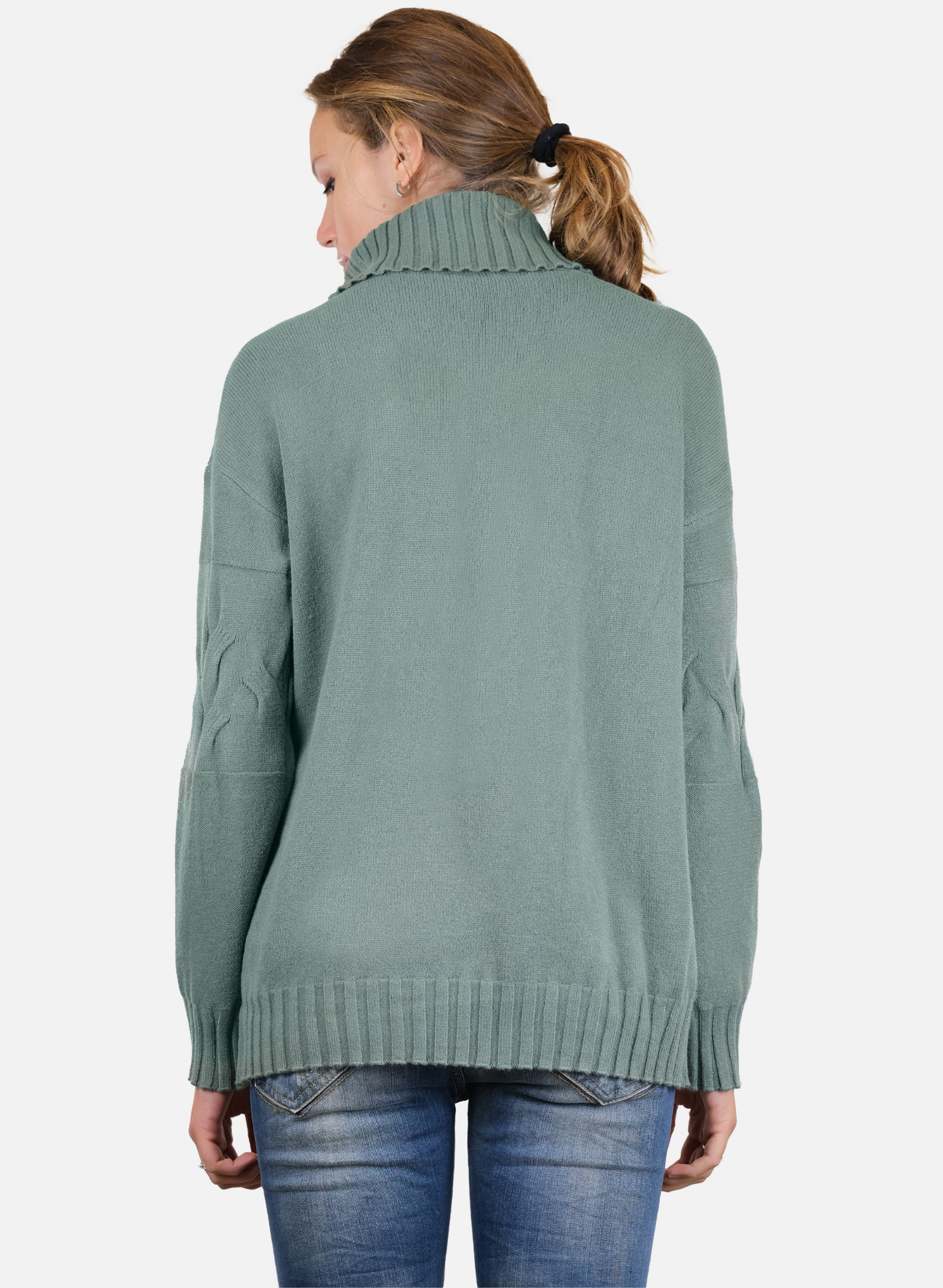 Maglione Da Donna A Collo Alto Con Decorazione Frontale