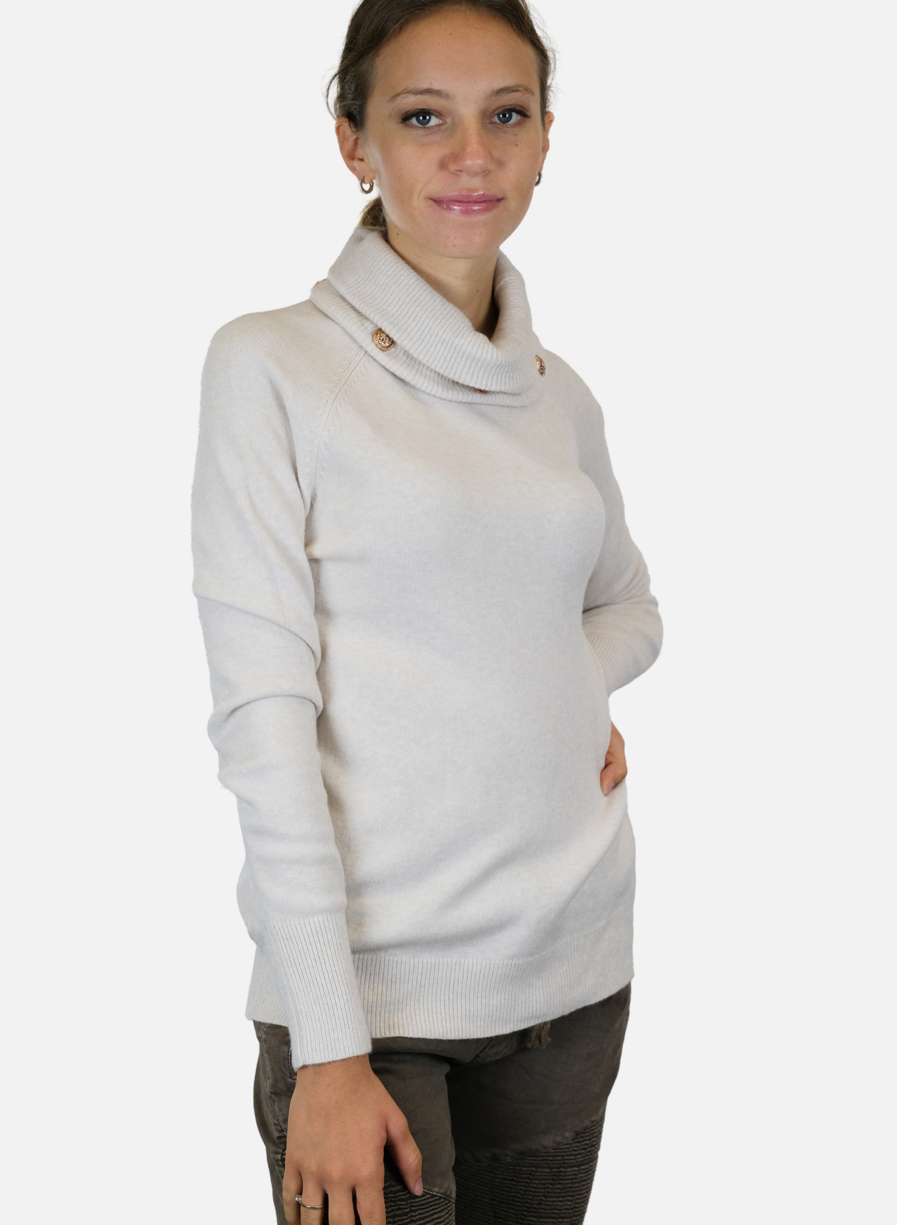 Maglioncino Da Donna Liscio A Collo Alto