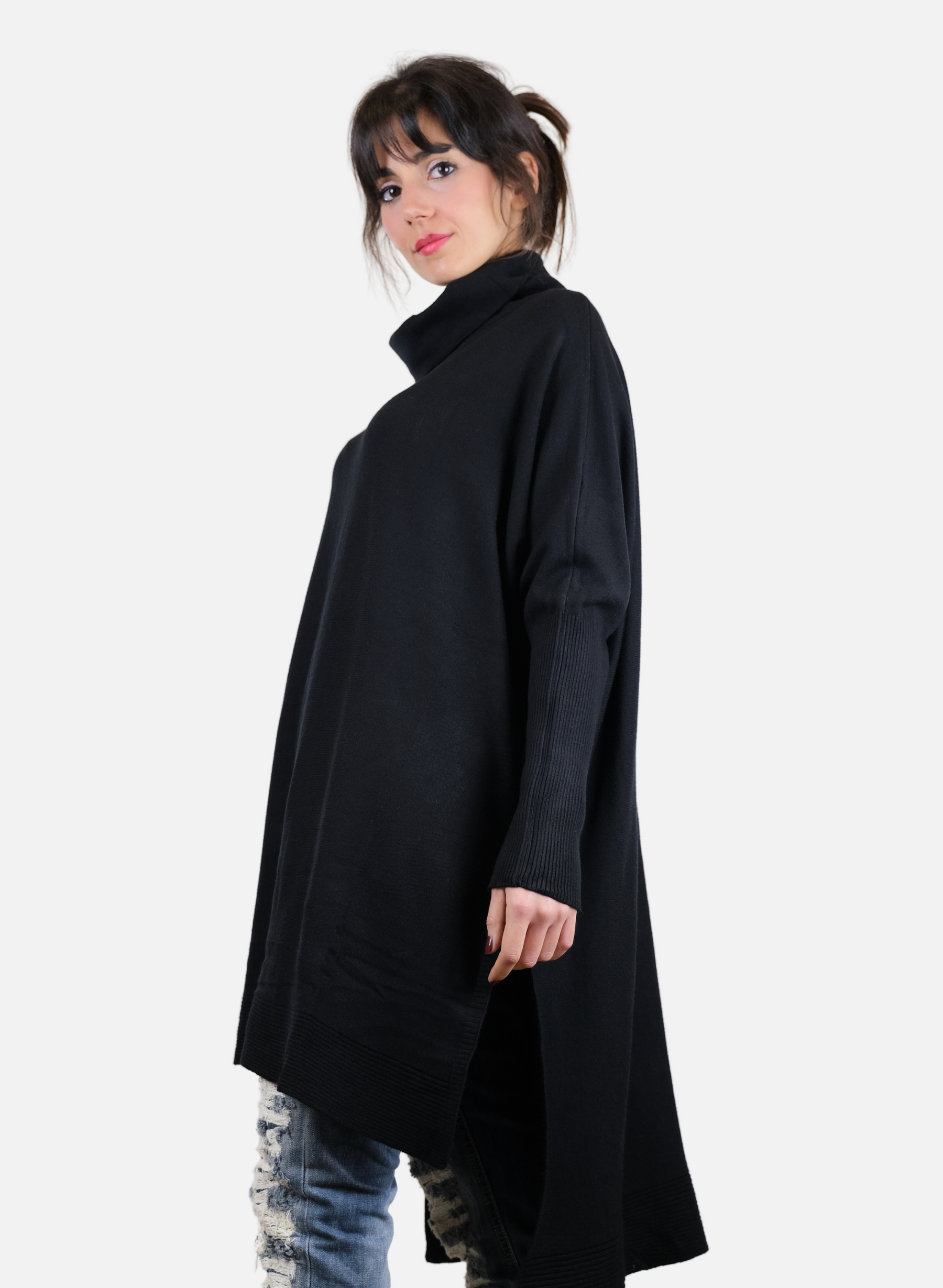 Maglia Da Donna Lunga A Maniche Lunghe Asimmetrica