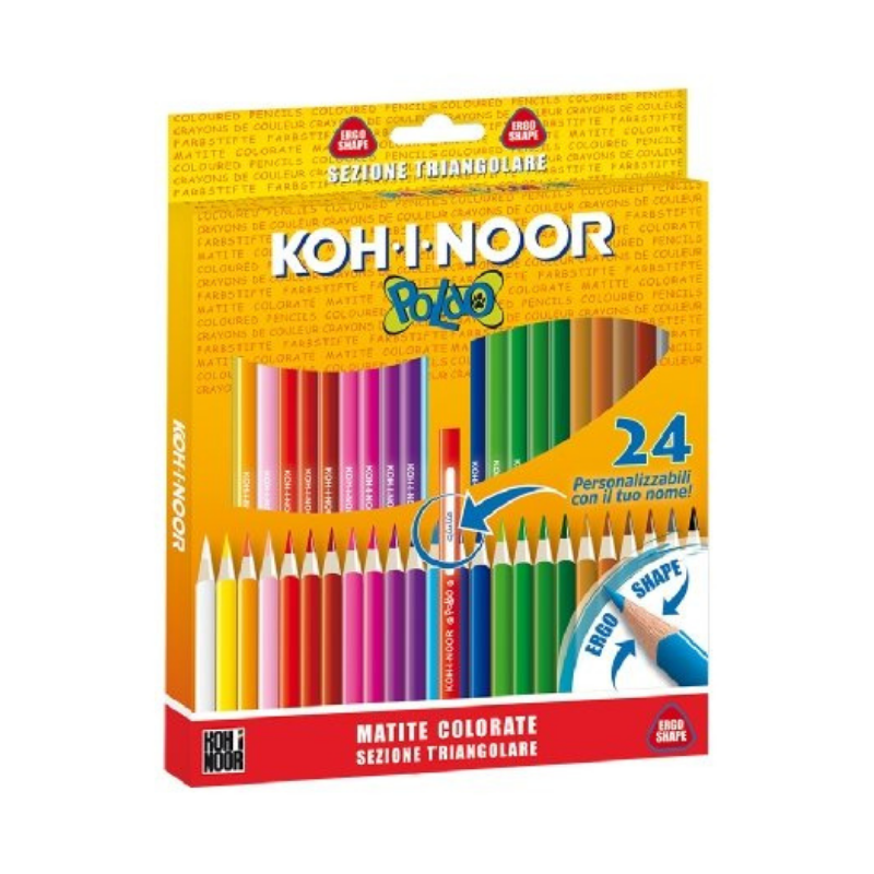 Koh-I-Noor - Confezione 24 Matite Colorate Triangolari Ergonomiche Poldo Matite colorate Unicarto.com