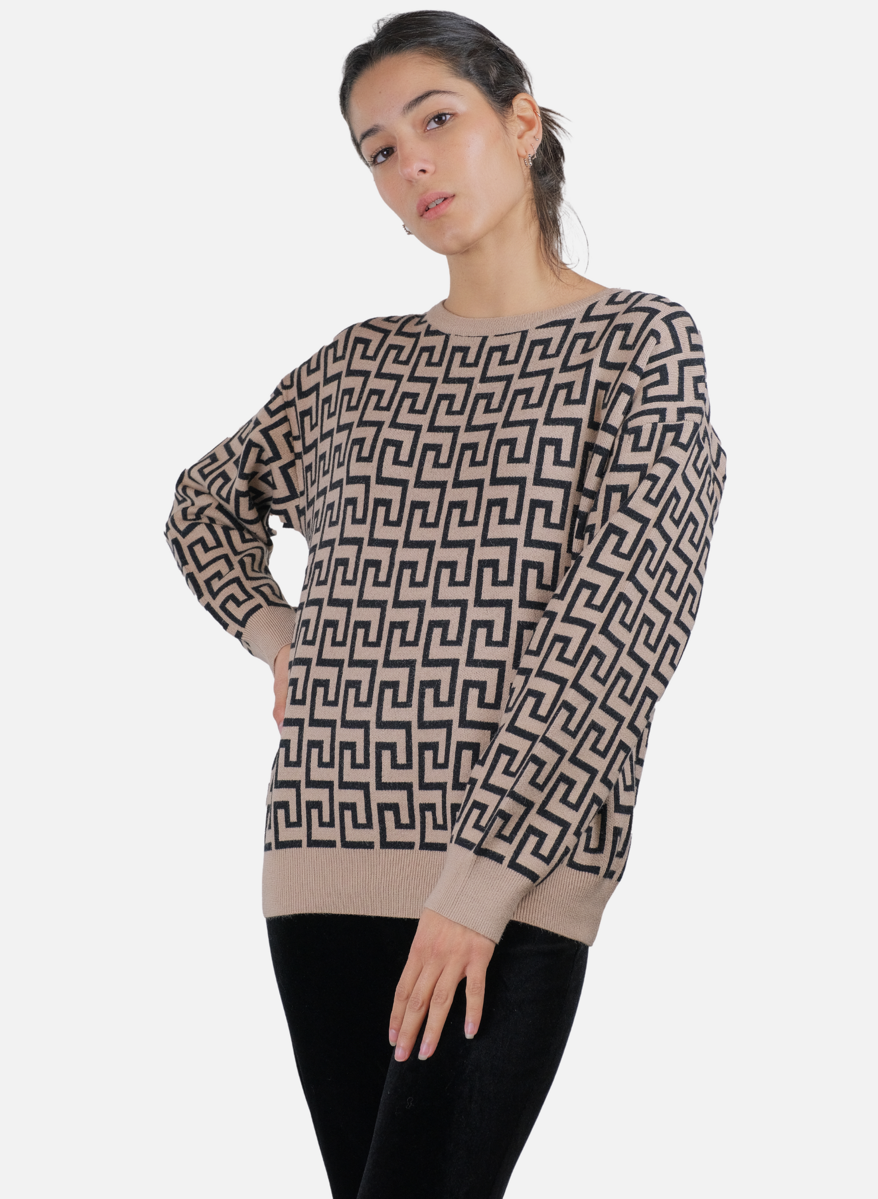Maglia Da Donna A Maniche Lunghe Con Motivo Greco