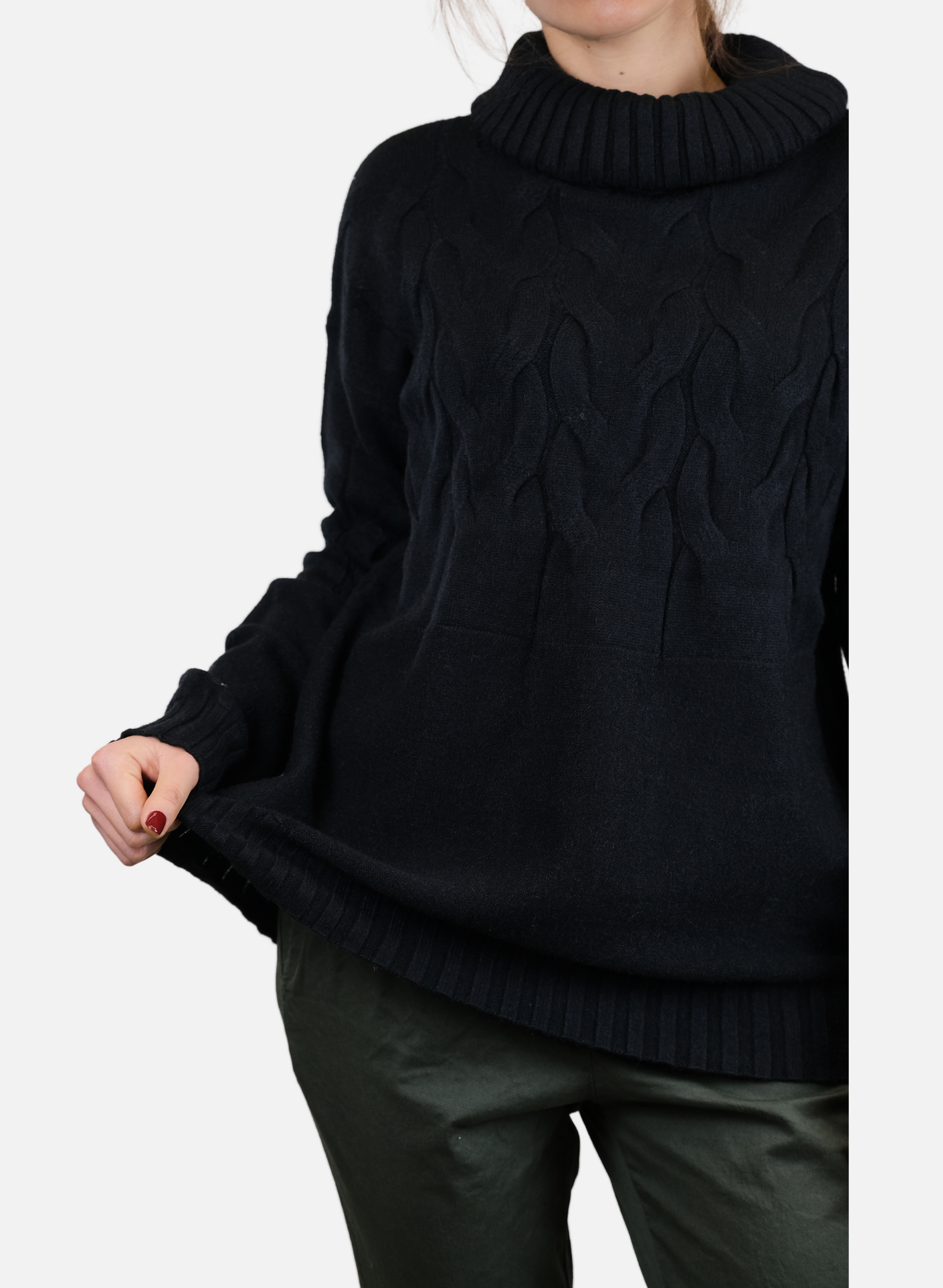 Maglione Da Donna A Collo Alto Con Decorazione Frontale