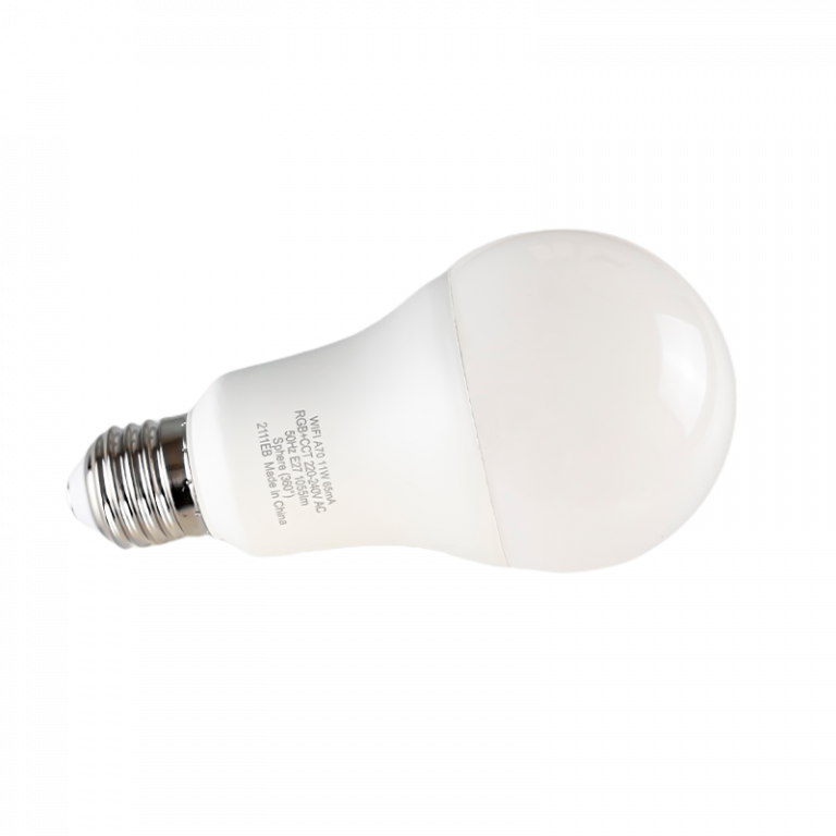 Intelligent 11W light bulb of 1055 dimmable lumen with compatible application with Google and Alexa