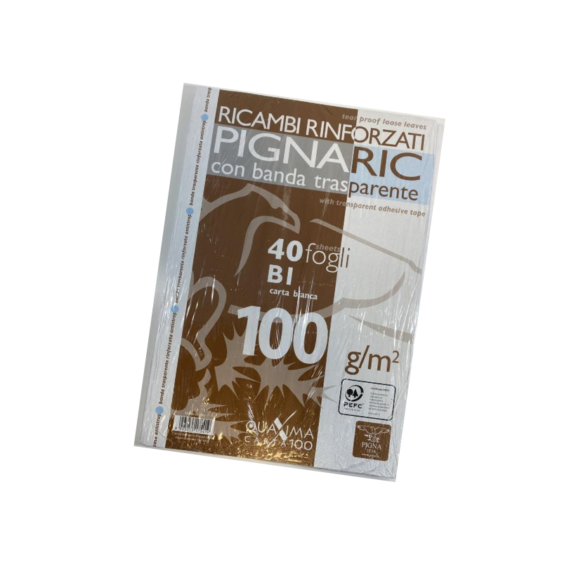 Pigna Pignaric - Ricambi Rinforzati per Quaderni - A4 100g 40 Fogli - Rigatura Bianco 0222237BI Quaderni A4 rigatura Unicarto.com